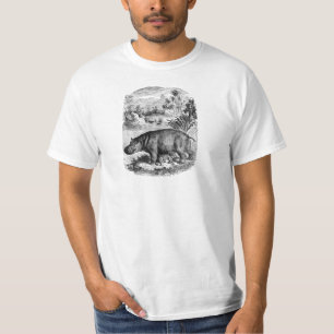 Vintages Baby-Retro Flusspferd-Schablone 1800s T-Shirt