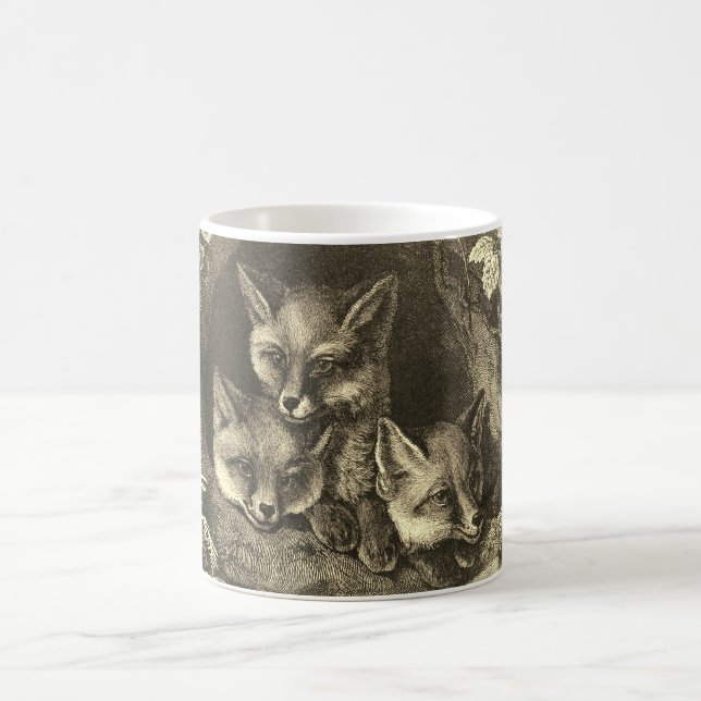 Vintages Babyfoxwald 3 Kleine Füchse Kaffeetasse (Mittel)