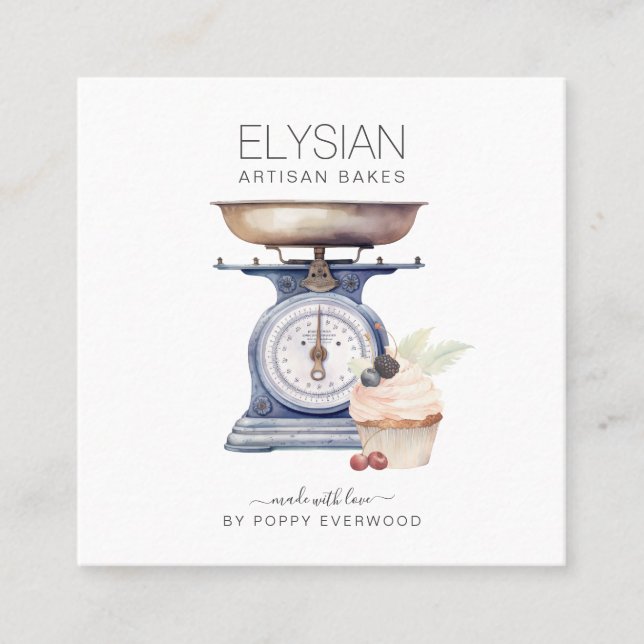 Vintages Bäckereigebäck Koch Quadratische Visitenkarte (Vorderseite)