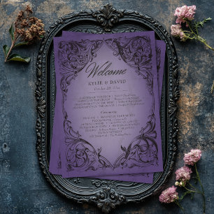 Vintages Bad bis zum Tod Lila Hochzeit Programm