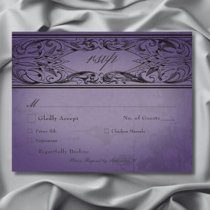 Vintages Bad bis zum Tod Lila Hochzeit RSVP Karte