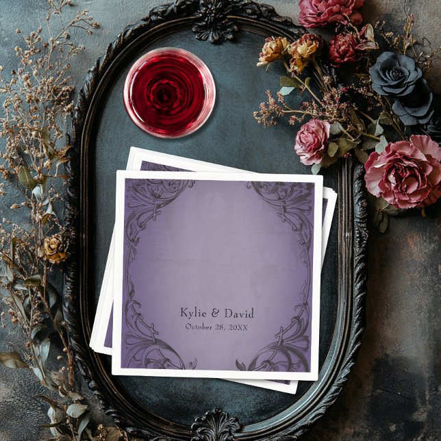 Vintages Bad bis zum Tod Lila Hochzeit Serviette (Vintage Bat Until Death Purple Wedding Napkin)