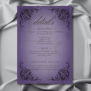 Vintages Bad bis zum Tod Lila Hochzeitdetails Begleitkarte
