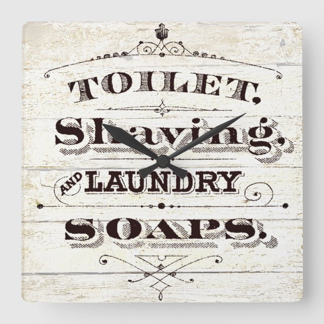 Vintages Bad Quadratische Wanduhr (Vorderseite)