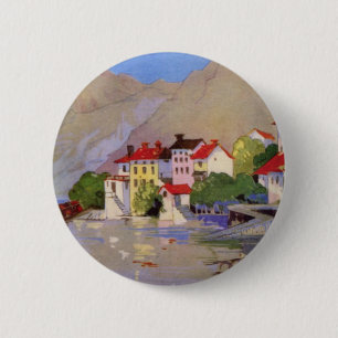 Vintages Badeort Italien Tourismus Button