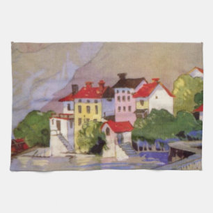 Vintages Badeort Italien Tourismus Handtuch