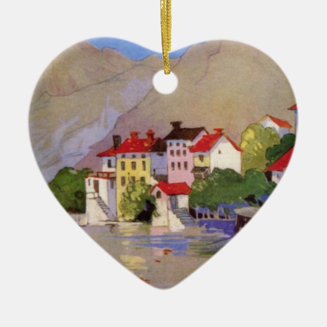 Vintages Badeort Italien Tourismus Keramikornament (Vorne)