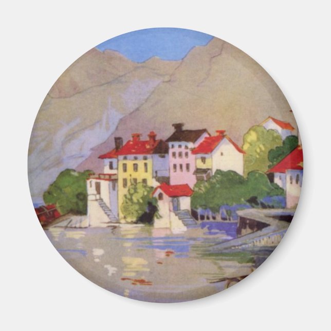 Vintages Badeort Italien Tourismus Magnet (Vorne)