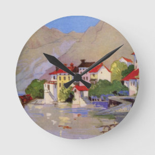 Vintages Badeort Italien Tourismus Runde Wanduhr