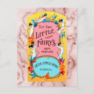 Vintages Badeparfüm unserer kleinen Fee Postkarte
