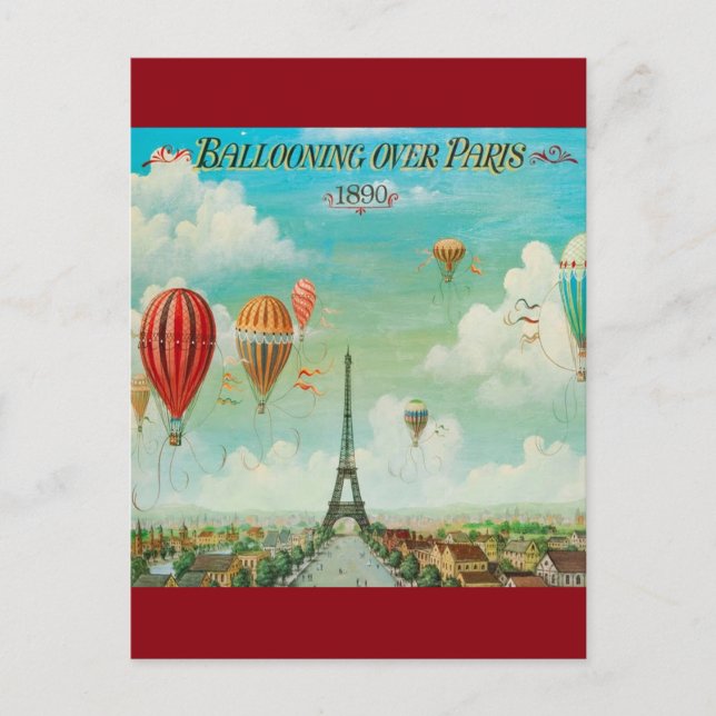 Vintages Ballooning über die Postkarte von Paris (Vorderseite)