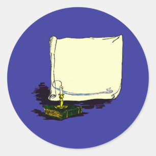 Vintages Banner und Buch mit Kerzenvorlage Runder Aufkleber