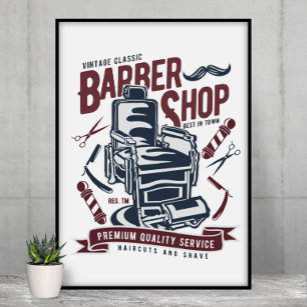 Vintages Barbershop-Logo Poster