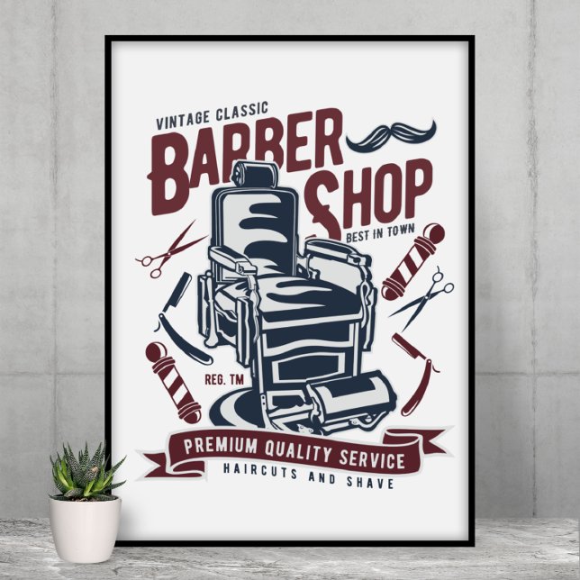 Vintages Barbershop-Logo Poster (vintage barbershop logo poster)