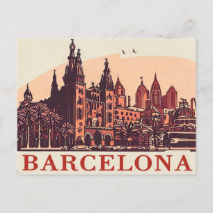 Vintages Barcelona Spanien Postkarte