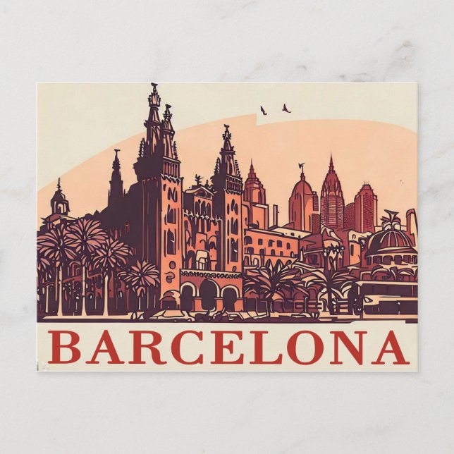 Vintages Barcelona Spanien Postkarte (Vorderseite)