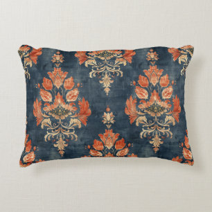 Vintages Barkcloth-Textil auf blauem Hintergrund Dekokissen