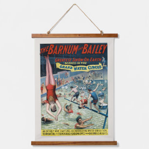 Vintages Barnum & Bailey Circus Poster Wandteppich Mit Holzrahmen
