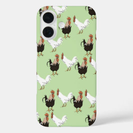 Vintages Barnyard Chickens-Muster auf Green iPhone 16 Hülle