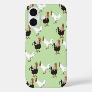 Vintages Barnyard Chickens-Muster auf Green iPhone 16 Hülle