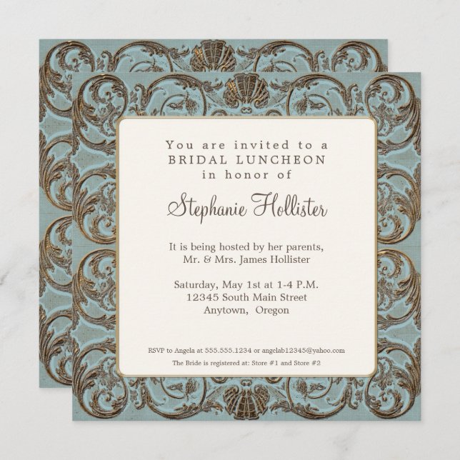 Vintages Barock Ein perfektes Brautparty Einladung (Vorne/Hinten)