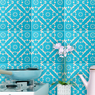 Vintages Barockblau-Weiß-Muster Fliese