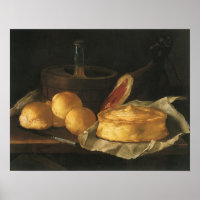Vintages Barockstil mit Brot, Tee, Schinken