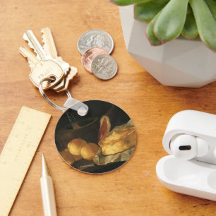 Vintages Barockstil mit Brot, Tee, Schinken Schlüsselanhänger