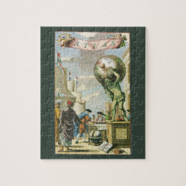 Vintages Barockzeitalter Atlas Frontispiece Weltgl Puzzle