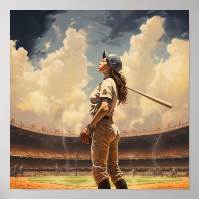 Vintages Baseball Art Poster - Retro Design von Am (Vorne)