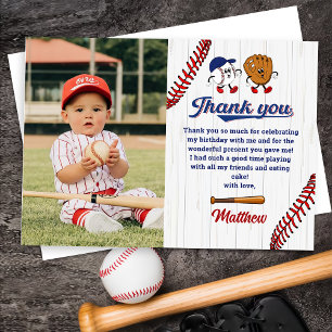 Vintages Baseball Boy Geburtstag Foto Danke Karte