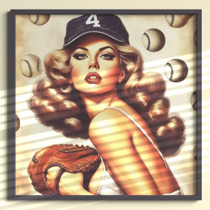 Vintages Baseball-Button Poster