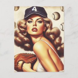 Vintages Baseball-Button Postkarte