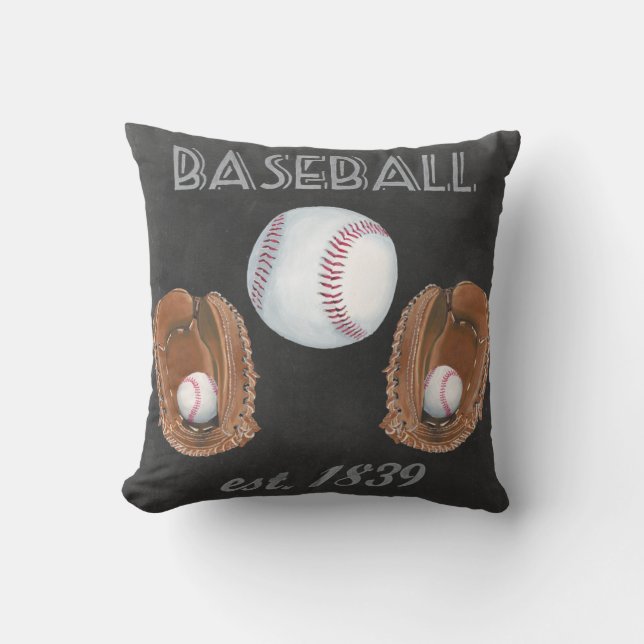 Vintages Baseball-Chalkboard-Design Kissen (Vorderseite)