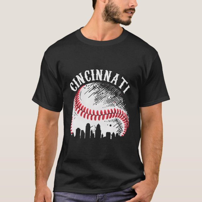 Vintages Baseball in Cincinnati T-Shirt (Vorderseite)