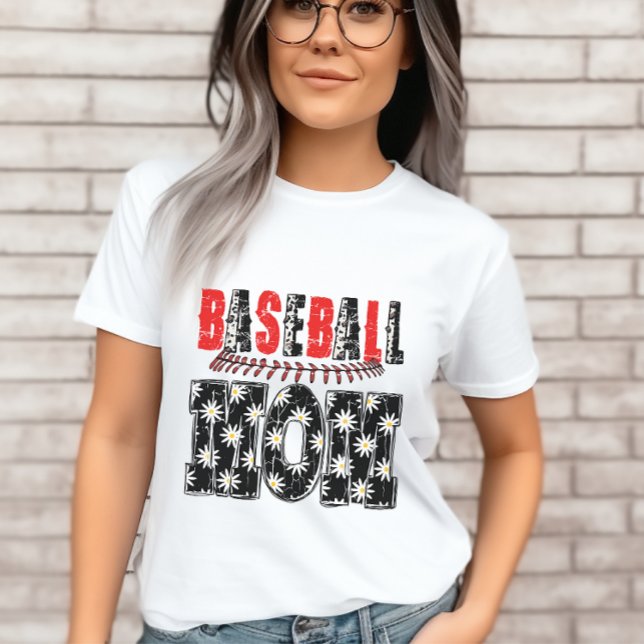 Vintages Baseball-Mama-bedrücktes Blumenmuster T-Shirt (Von Creator hochgeladen)