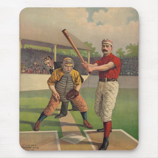 Vintages Baseball-Plakat Mousepad (Vorne)