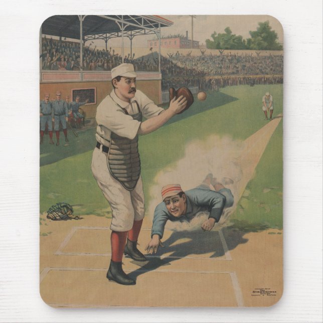 Vintages Baseball-Plakat Mousepad (Vorne)