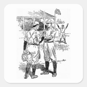 Vintages Baseball-Player-Aufkleber-Set Quadratischer Aufkleber