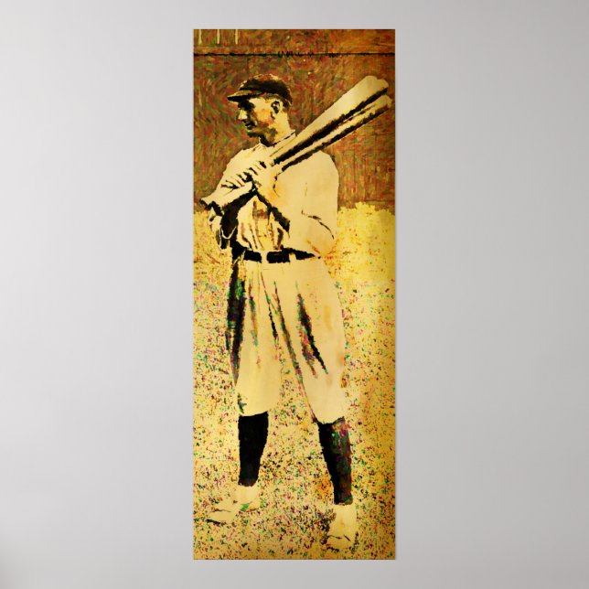 Vintages Baseball Player Ölgemäldeposter Poster (Vorne)