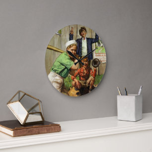 Vintages Baseball-Spiel, Kinderspielplatz Große Wanduhr