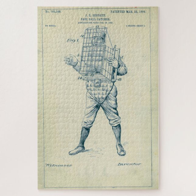 Vintages Baseballfanggerät (1904) Puzzle (Vertikal)