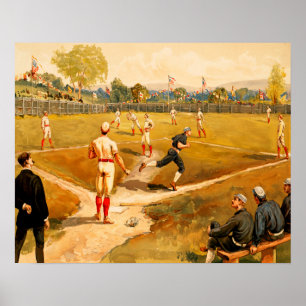 Vintages Baseballspiel Poster