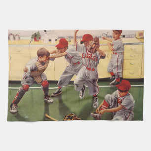 Vintages Baseballsportteam, Boys Roughhousing Geschirrtuch