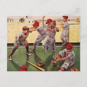 Vintages Baseballteam, Boys Roughhousing Postkarte