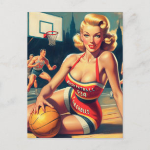 Vintages Basketballmädchen Postkarte
