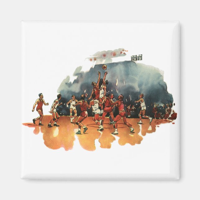 Vintages Basketballspiel, Basketballspieler Magnet (Vorne)