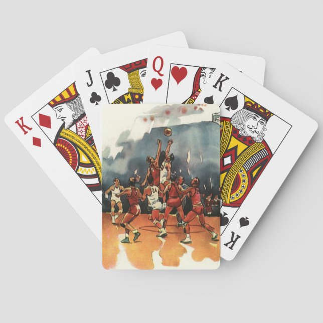 Vintages Basketballspiel, Basketballspieler Spielkarten (Rückseite)