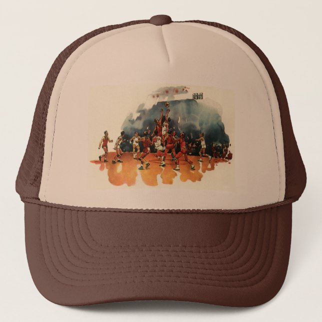 Vintages Basketballspiel, Basketballspieler Truckerkappe (Vorderseite)