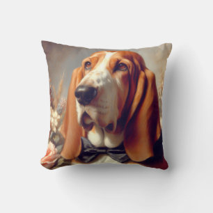 Vintages Basset-Hound-Gemälde Kissen